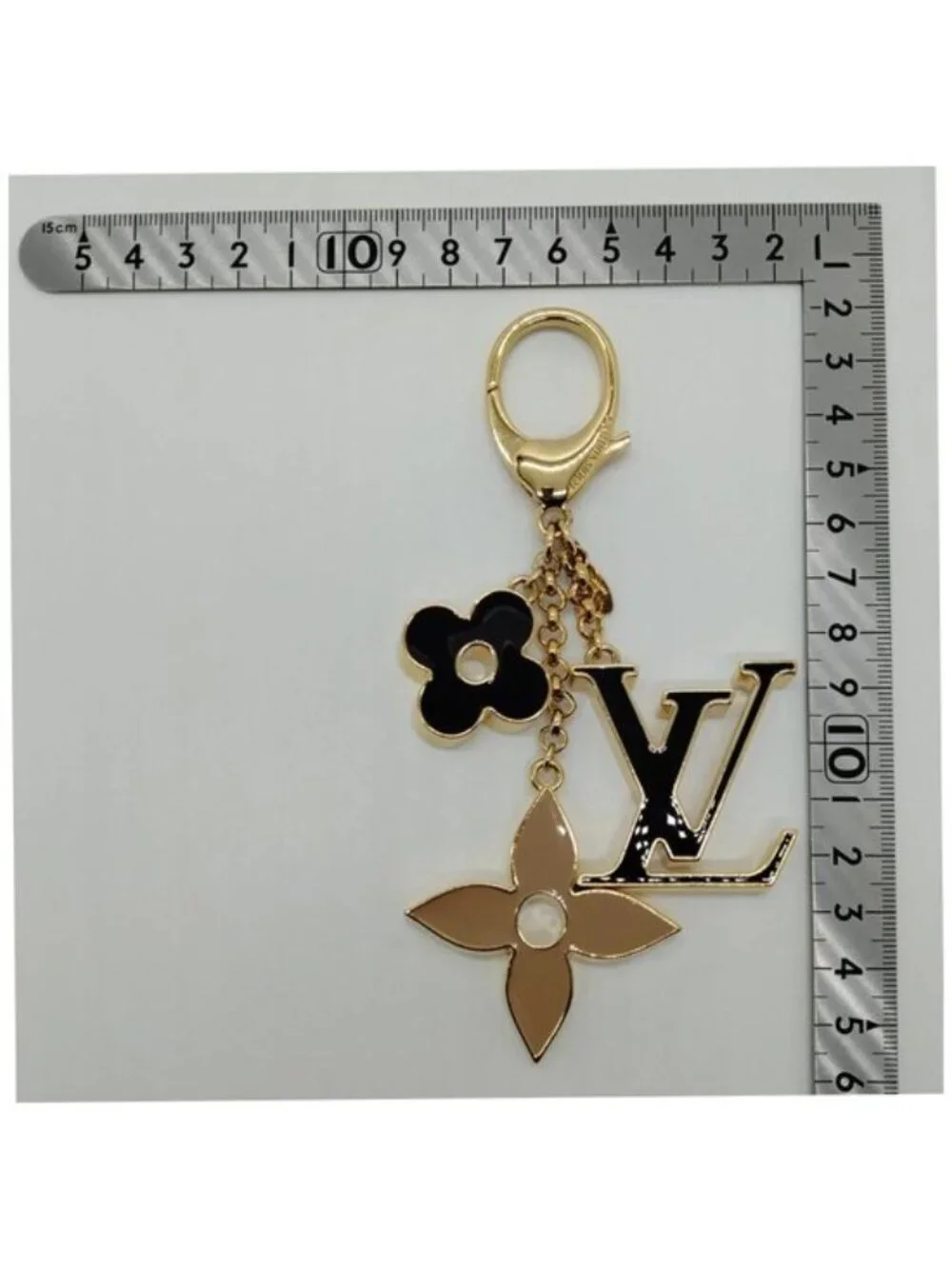 Authnetic Louis Vuitton LV Fleur Bag Charm & Key Holder Gold Tone